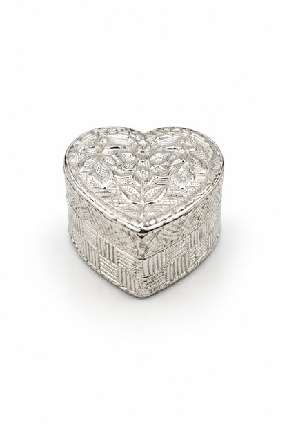Silver Heart Box Engraved Floral Handcrafted (7.01g)