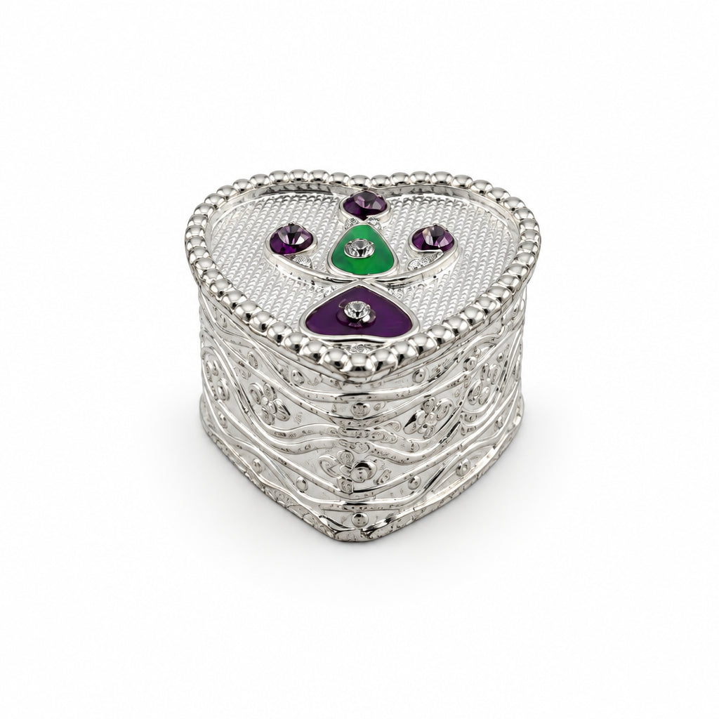 Silver Heart Box Studded Handcrafted (14g)