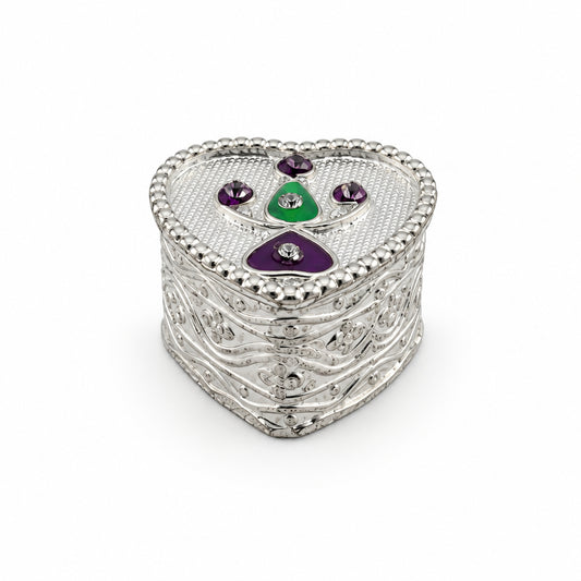 Silver Heart Box Studded Handcrafted (14g)