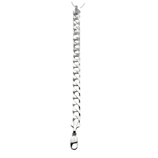 Silver Japanese Angular Curb Link Bracelet 925 – Flat Chain