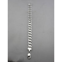 Load image into Gallery viewer, Silver Japanese Angular Curb Link Bracelet 925 – Angular Flat Chain
