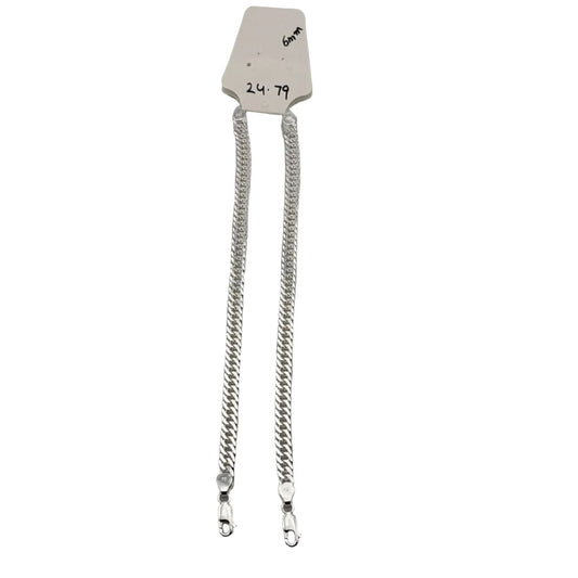 Silver Japanese Curb Link Bracelet 925 – Flat Chain | 6mm