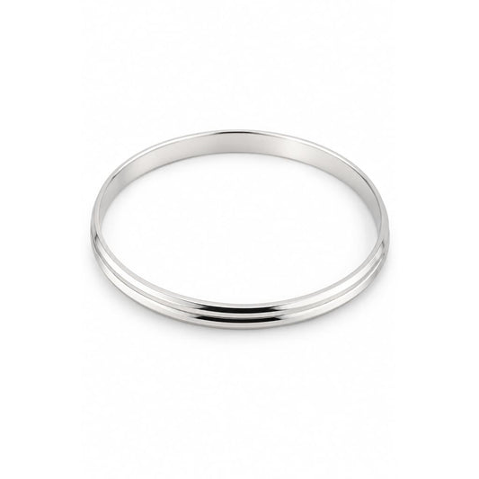 Silver Kada with Double Groove Line Detail – 925 Sterling