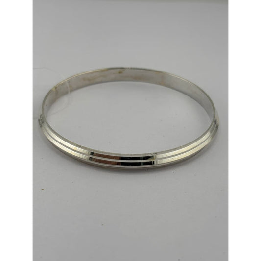 Silver Kada with Double Groove Line Detail – 925 Sterling