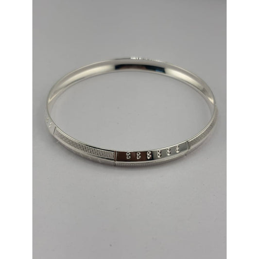 Silver Kada with Knurled Segments & Raised Dot Panels – 925