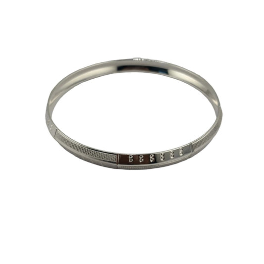 Silver Kada with Knurled Segments & Raised Dot Panels – 925