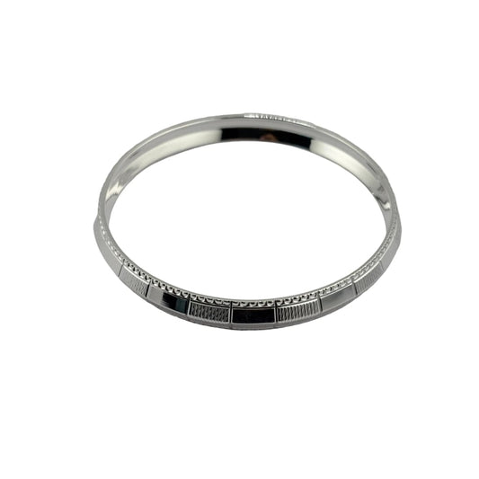 Silver Kada with Segmented Alternating Texture Panels – 925
