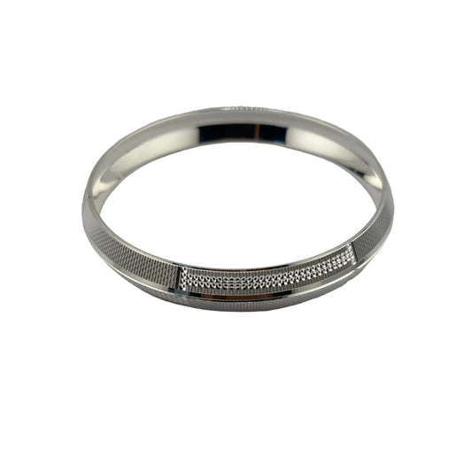 Silver Kada with Textured Knurled Edges & Dotted Center