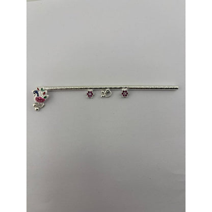 Silver Krishna Basuri / flute Pooja Piece (11cm) - Design 1