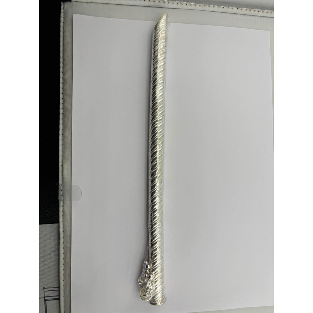 Silver Krishna Basuri / flute Pooja Piece (28cm) - Puja Item