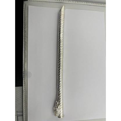 Silver Krishna Basuri / flute Pooja Piece (28cm) - Puja Item