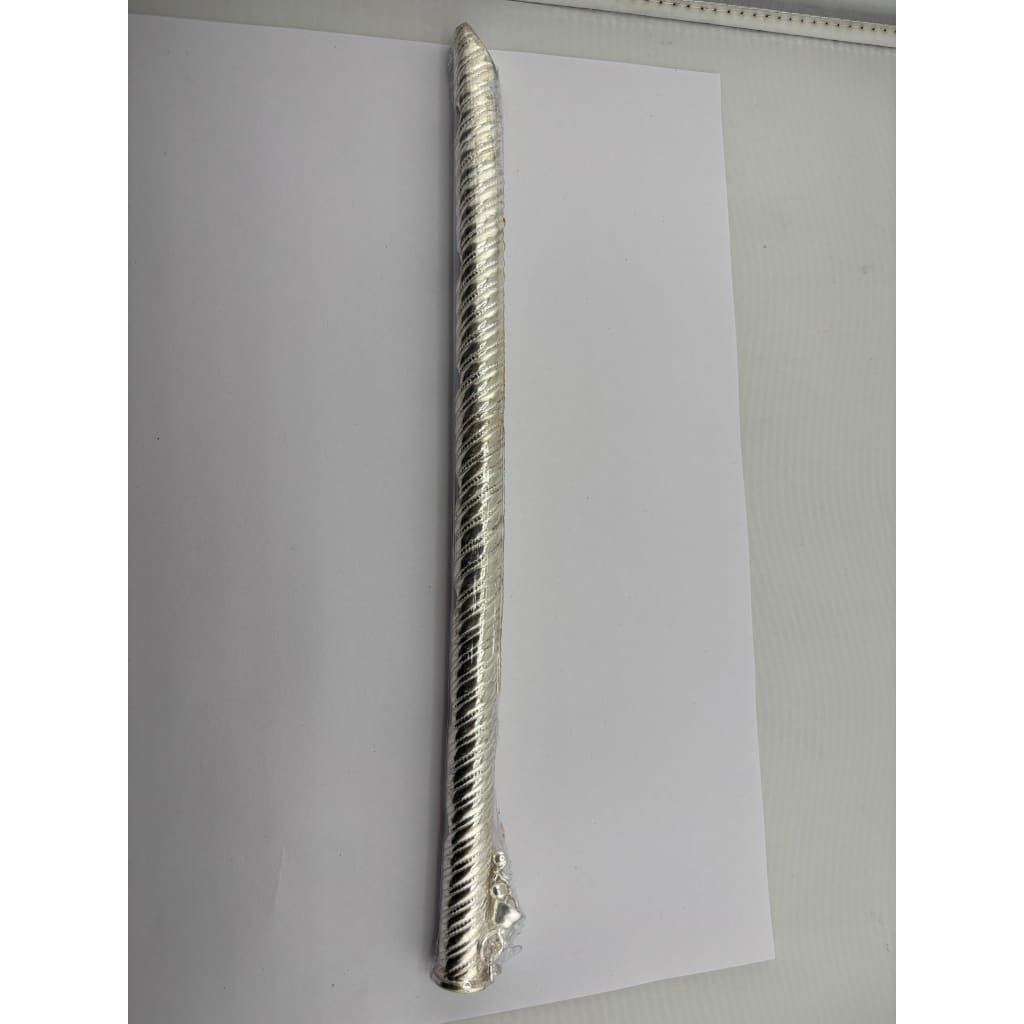 Silver Krishna Basuri / flute Pooja Piece (28cm) - Puja Item