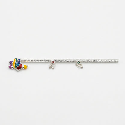 Silver Krishna Basuri Pooja Piece (18cm) - Design 4 - Puja