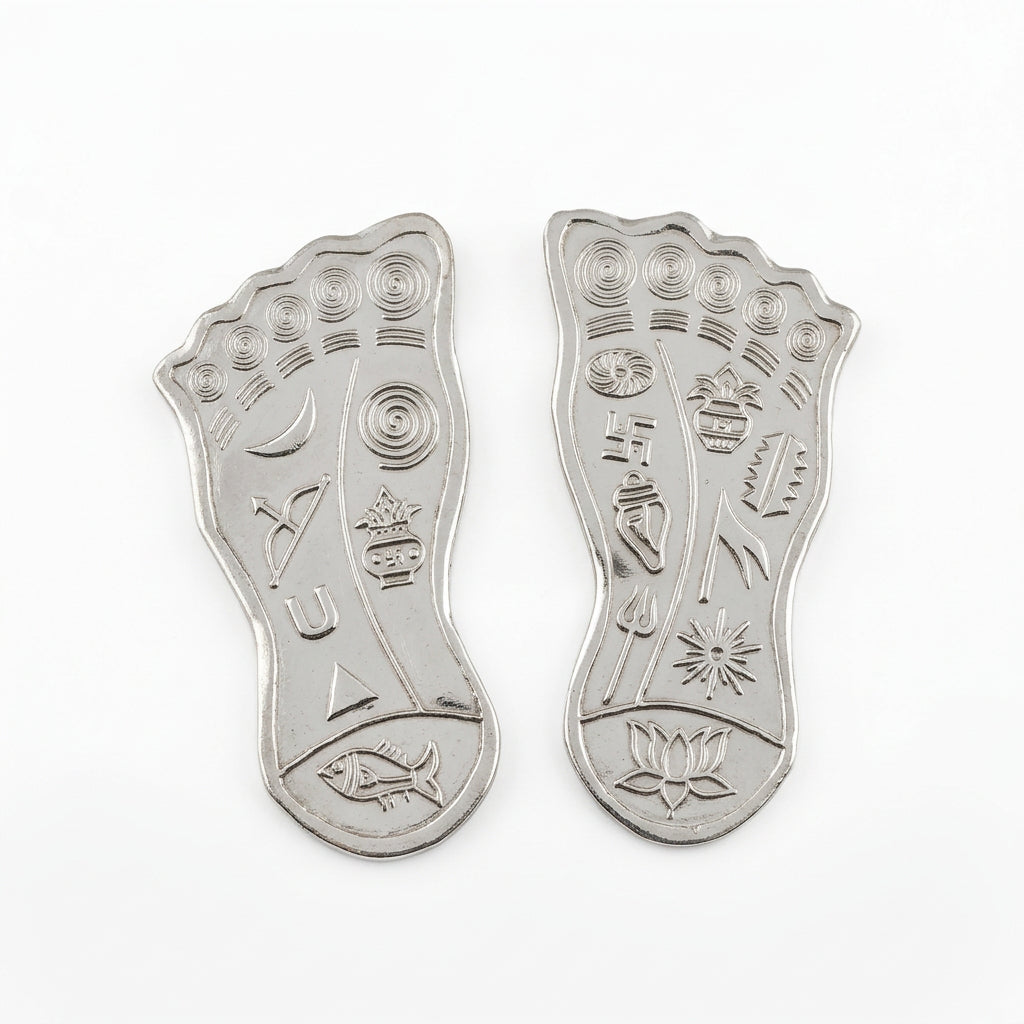 Silver Laxmi Charan Paduka Pair Pooja Piece - Puja Item