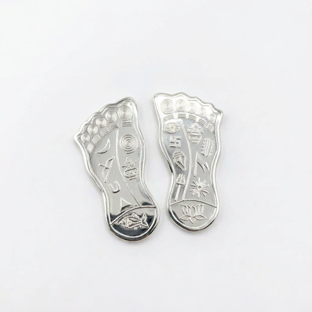 Silver Laxmi Charan Paduka Pair Pooja Piece - Puja Item