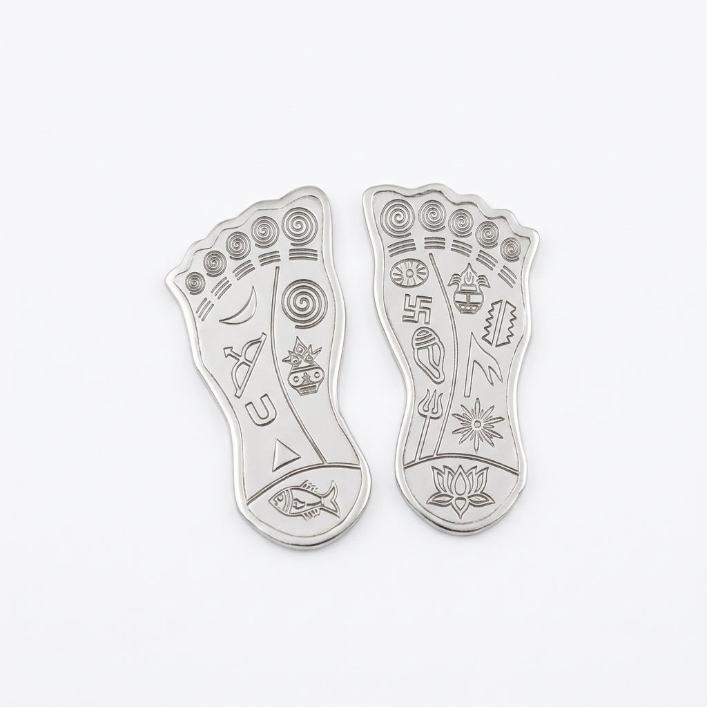 Silver Laxmi Charan Paduka Pair Pooja Piece - Puja Item