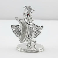 Load image into Gallery viewer, Silver Lord Krishna Idol 32gm – Spiritual Krishna Murti for Temple Decor &amp; Festivals
