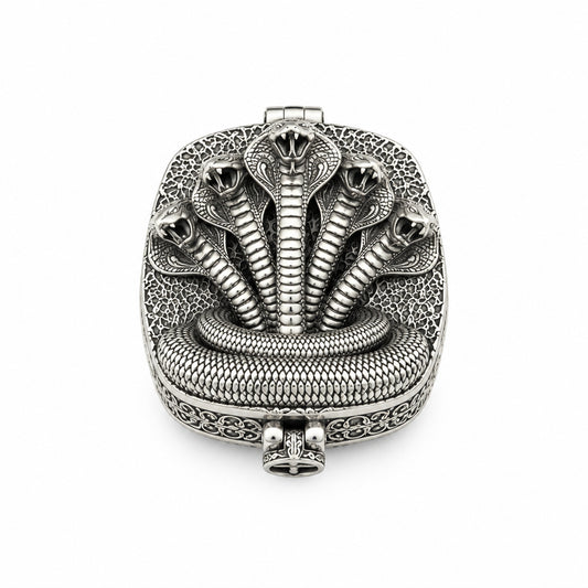 Silver Naga Box Five-Hood Cobra Handcrafted (33.35g)