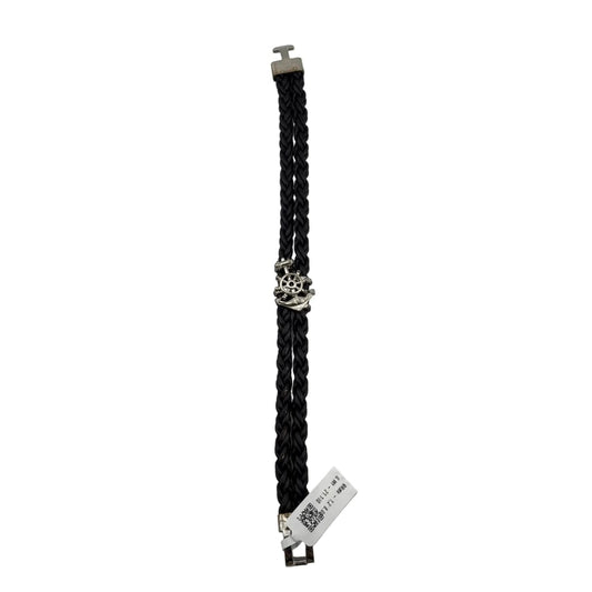 Silver Nautical Bracelet 925 – Black Braided Strap
