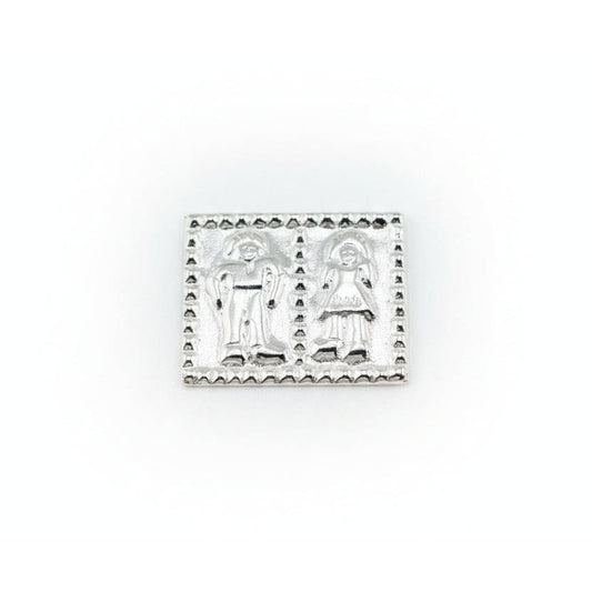 Silver Patri Amulet with Couple Figures Handcrafted (1.3g)