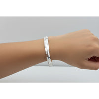 Load image into Gallery viewer, Silver Pattern Kada – 925 Sterling Silver Bracelet Geometric Textured Design Adjustable Bangle
