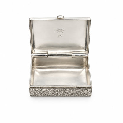 Silver Rectangle Box Engraved Floral Handcrafted (57.99g)