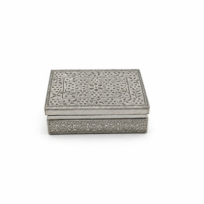 Silver Rectangle Box Engraved Floral Handcrafted (57.99g)