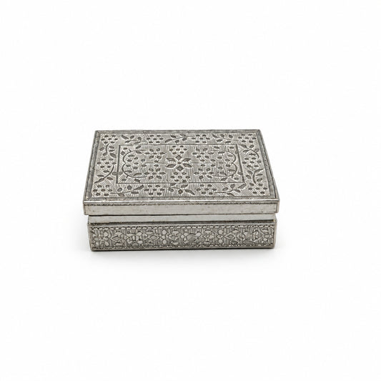 Silver Rectangle Box Engraved Floral Handcrafted (57.99g)
