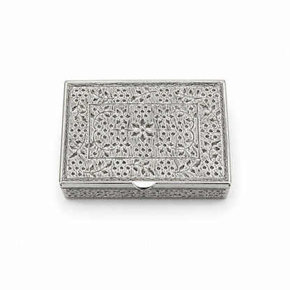 Silver Rectangle Box Engraved Floral Handcrafted (57.99g)