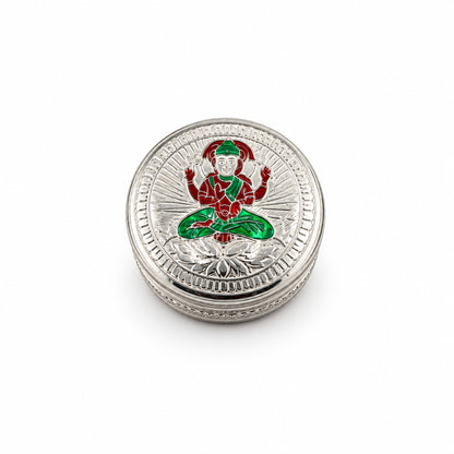 Silver Round Box Deity Enamel Handcrafted (27g)
