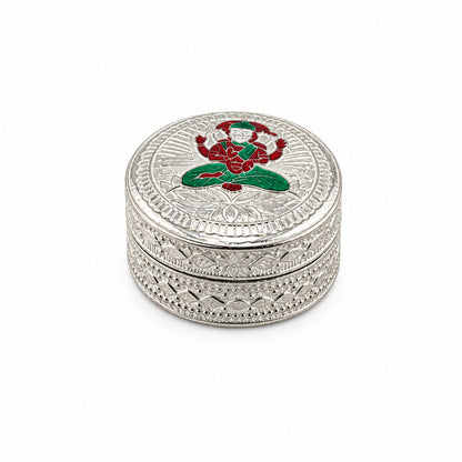 Silver Round Box Deity Enamel Handcrafted (27g)