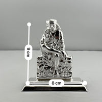 Load image into Gallery viewer, Silver Sai Baba Idol gm – Spiritual Sai Baba Murti for Temple Decor &amp; Festivals
