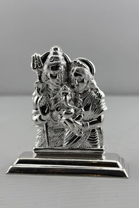 Load image into Gallery viewer, Silver Shiva Family Idol 20gm – Spiritual Shiv Parivar Murti for Home Mandir
