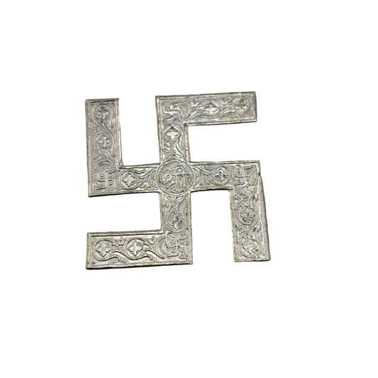 Silver Swastik Pooja Pieces Engraved Handcrafted (8.50g)