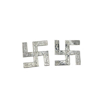 Load image into Gallery viewer, Silver Swastik Set of 2 Pooja Pieces Engraved Handcrafted
