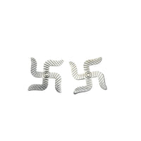 Load image into Gallery viewer, Silver Swastik Set of 2 Pooja Pieces Engraved Handcrafted
