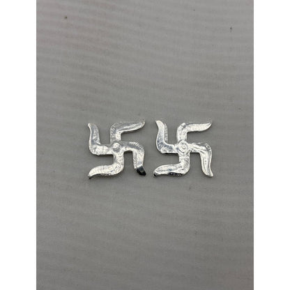 Silver Swastik Set of 2 Pooja Pieces Handcrafted (3.0)
