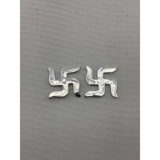 Silver Swastik Set of 2 Pooja Pieces Handcrafted (3.0)