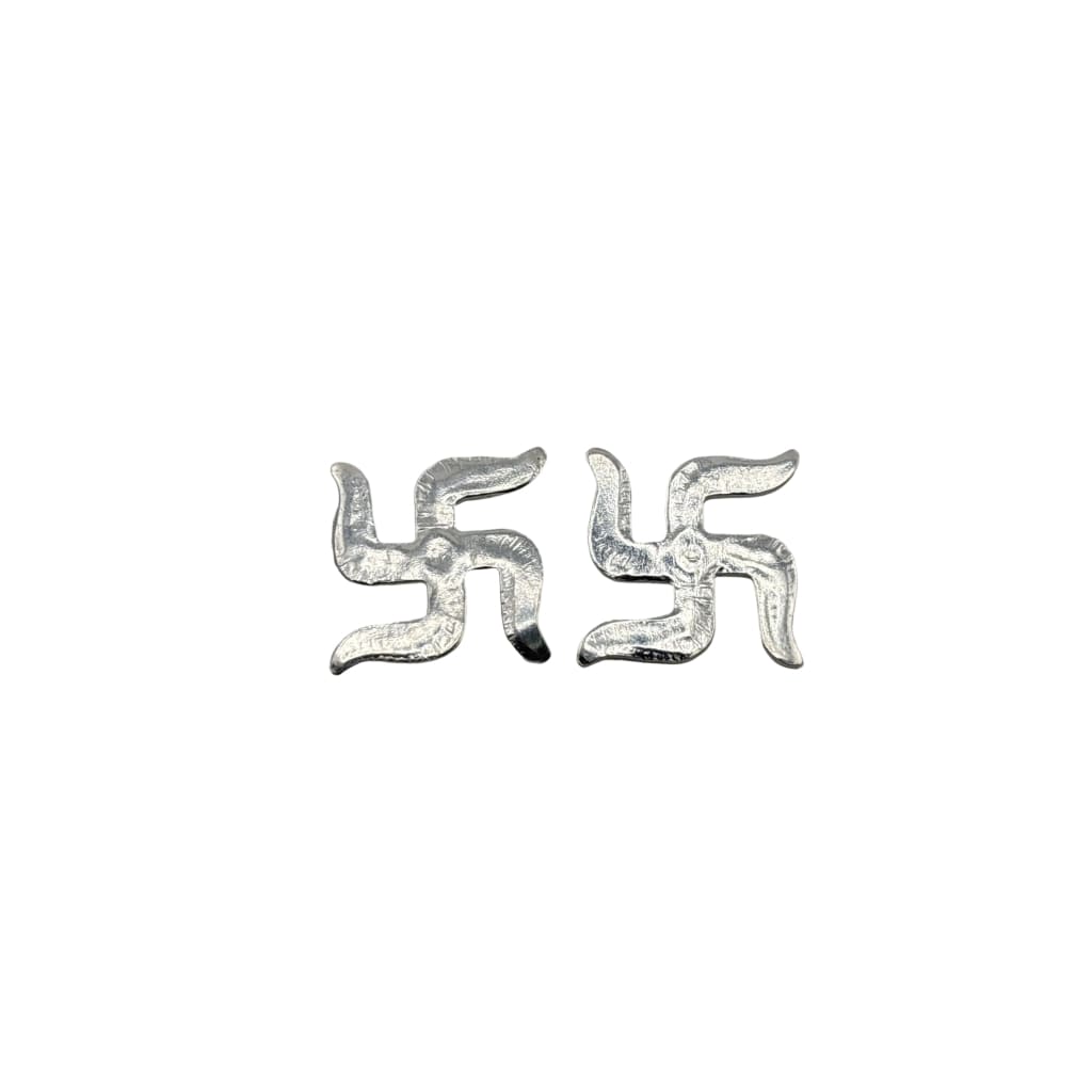 Silver Swastik Set of 2 Pooja Pieces Handcrafted (3.0)