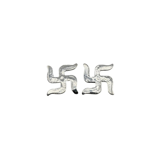Silver Swastik Set of 2 Pooja Pieces Handcrafted (3.0)