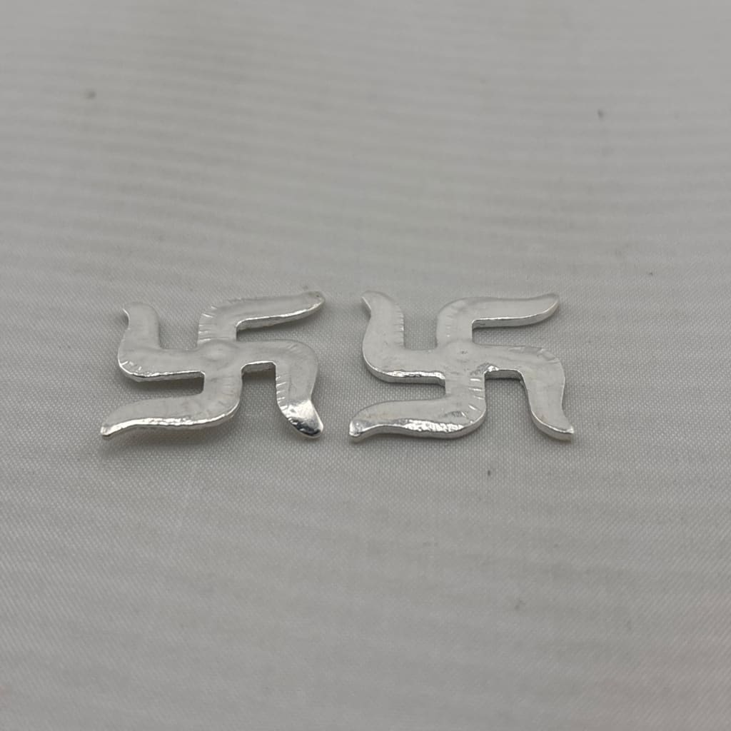 Silver Swastik Set of 2 Pooja Pieces Handcrafted (3.0)