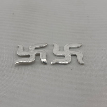 Silver Swastik Set of 2 Pooja Pieces Handcrafted (3.0)