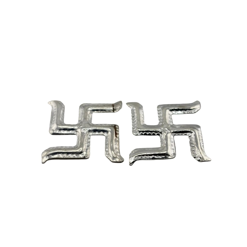 Silver Swastik Set of 2 Pooja Pieces Handcrafted (5.20g)