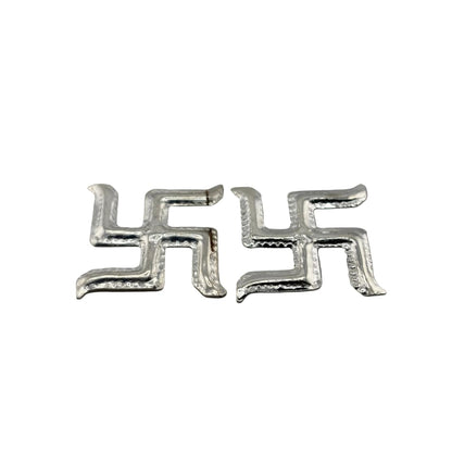 Silver Swastik Set of 2 Pooja Pieces Handcrafted (5.20g)