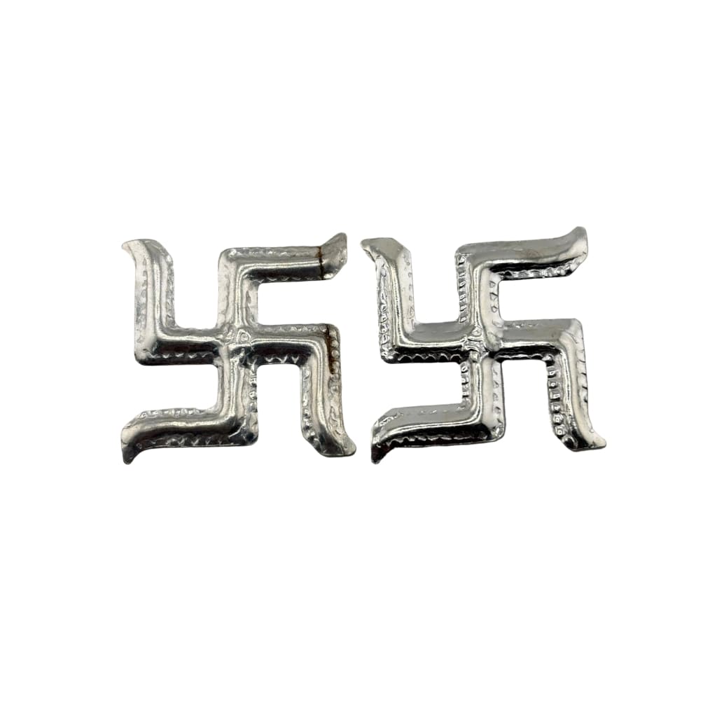Silver Swastik Set of 2 Pooja Pieces Handcrafted (5.20g)