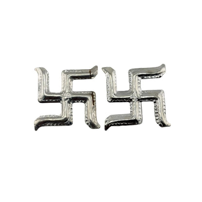 Silver Swastik Set of 2 Pooja Pieces Handcrafted (5.20g)