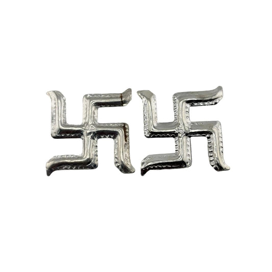Silver Swastik Set of 2 Pooja Pieces Handcrafted (5.20g)