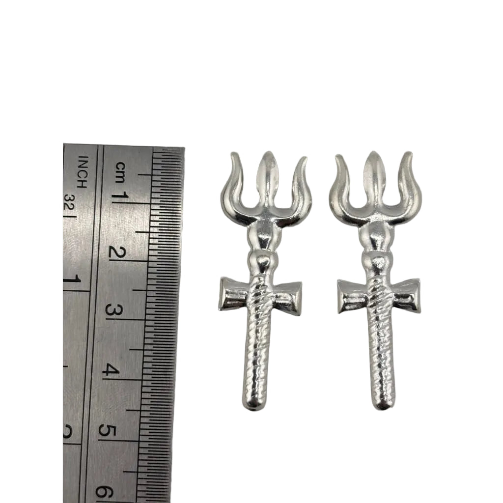 Silver Trishul Pooja Piece Set of 2 (3g) - Puja Item