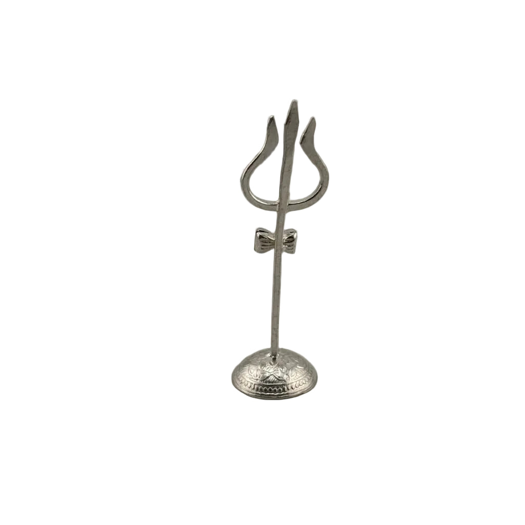 Silver Trishul with Stand Pooja Piece (8.55g) - Puja Item
