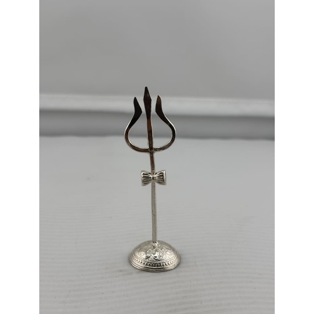 Silver Trishul with Stand Pooja Piece (8.55g) - Puja Item